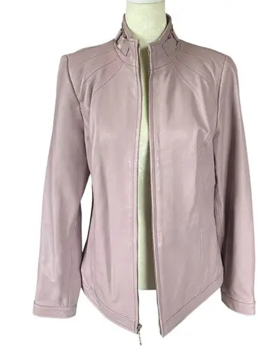 Bradley By Bradley Bayou long sleeve zip up soft rose pink/purple leather jacket