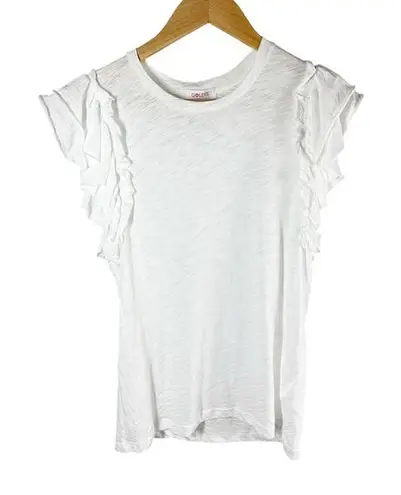 Goldie Celeste Ruffled Sleeve Pima Cotton Pullover Top White Large Lightweight
