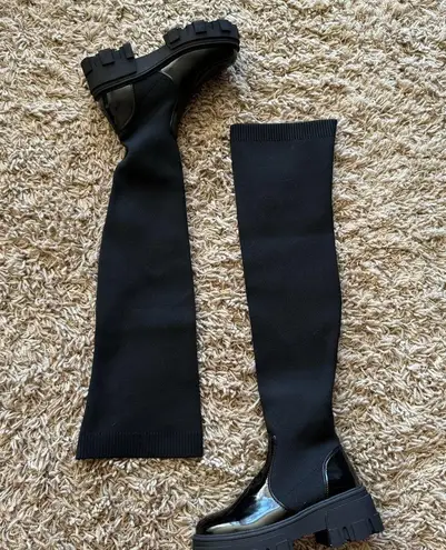 ASOS petite Kimmy chunky over knee boots Black Size undefined