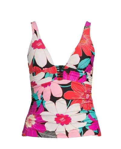 La Blanca Over the Shoulder Front Knot Tankini Swimsuit Top Size 8, New w/Tag