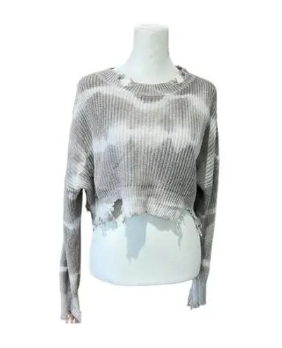 superdown Women's  Gray Tie Dye Crop Sweater Size S