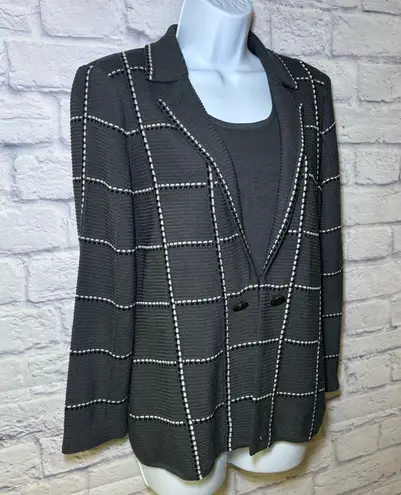 Ming Wang Womens Gray Black 2 Pc Jacket & Tank Top S, XS Business Career