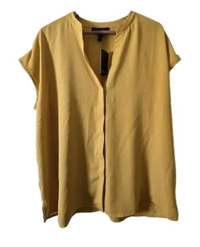 Eloquii  Womens Yellow Pullover V-Neck Short Sleeve Blouse Size‎ 14 Boho - Image 1
