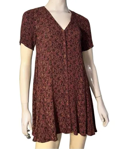 Staring At Stars Urban Outfitters Y2K Size XS Burgundy Print Short Tunic Dress