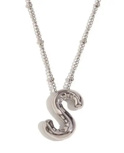 Balloon Letter S Initial Necklace Gold