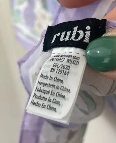 Rubi Purple Floral Satin Square Scarf ~ 100% Polyester~ Coquette Girl