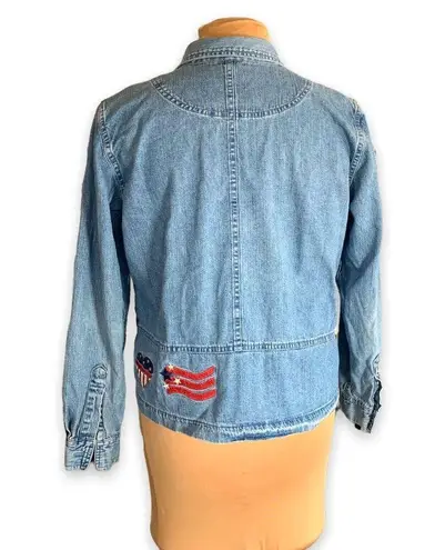 Christopher & Banks Vintage  Denim Shirt Jacket Chambray Patriotic Americana