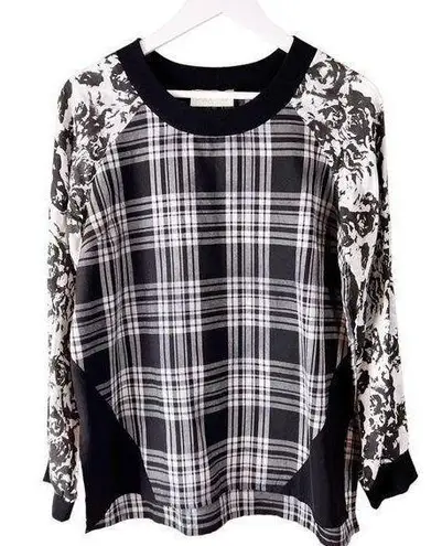 Love Sam  Plaid Floral White Black long sleeve