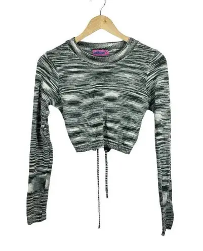 Edikted NWOT Medina Knit Open Back Cropped Sweater in Grey/White Size L