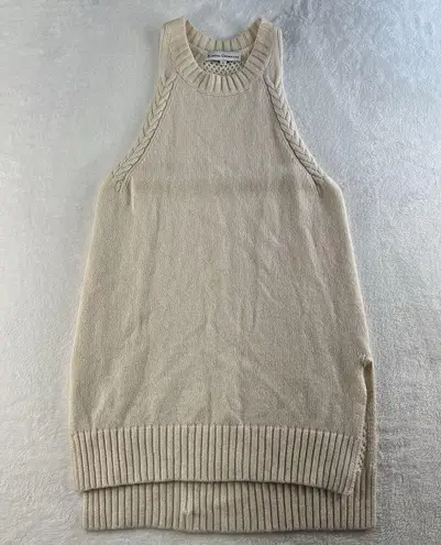 Karina Grimaldi Sz S Tunic Sweater Knit Halter Cashmere Wool Sleeveless Beige