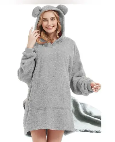 Wearable Oversized Blanket Fleece Hoodie Sweatshirt Kangaroo Pockets One Size Size undefined