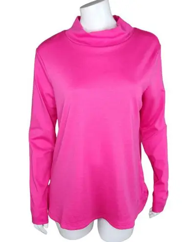 Isaac Mizrahi Live! Essentials Mock Neck Top Dolphin Hem Vibrant Pink Small NWOT