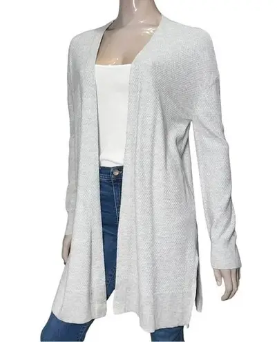 Chelsea28 Women’s M Heather Pale Gray Cotton Waffle Knit Open Sweater Cardigan