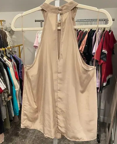 Willow & Clay Golden Tan Satiny Halter Top Going Out Top