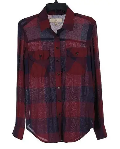 Thread and Supply  Button Up Red Blue Women's Small