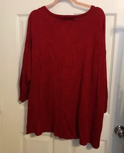 Allegra Sweater Deep Red Lightweight Scoop Neck Knit Sz 2X GUC 3/4 Sleeves