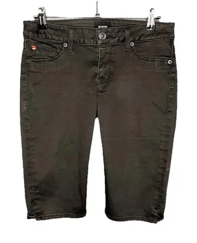 Hudson Women's 28 Black Viceroy Knee Short Buttoned Logo Back Pockets Denim Jean