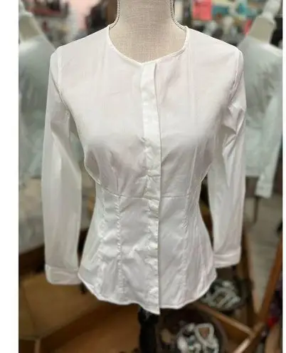 Massimo Dutti White Hidden Button Button Down in 8