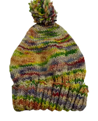 Handmade Rainbow Knit Beanie Hat