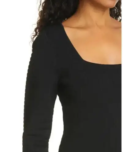 Proenza Schouler NEW Quilted Knit Square Neck Long Sleeve Top - Size XS Black