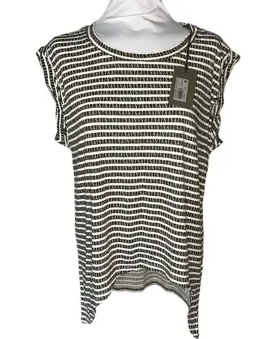 All Saints Sanza Striped Logo Print Oversized Hi-Low Tank Top Size S NWT