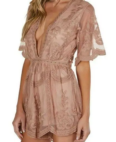 Honey Punch Pink Lace Romper