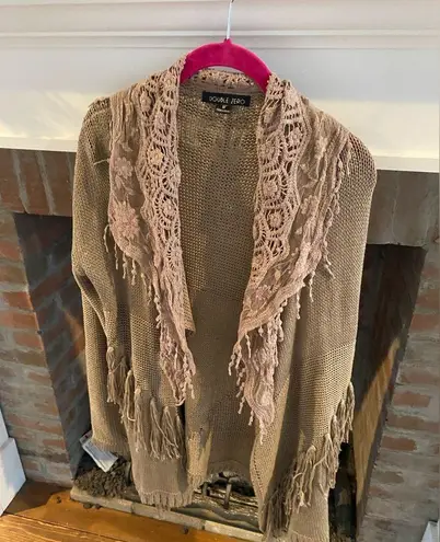 Double Zero  Fringe Bohemian Open Front Cardigan size medium