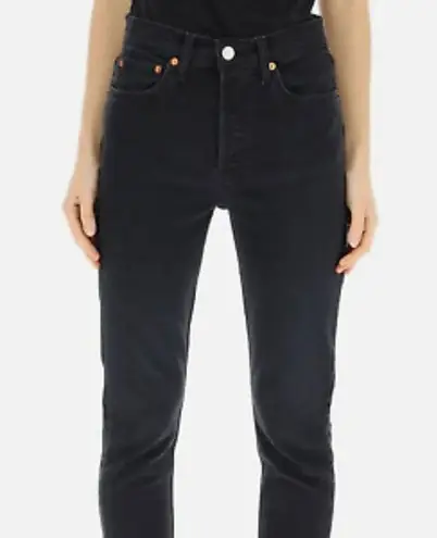 RE/DONE Black High Rise Ankle Crop Skinny Jeans
