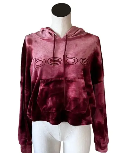 Bebe NWT  LOGO PLUSH HOODIE ROSE DUST LARGE