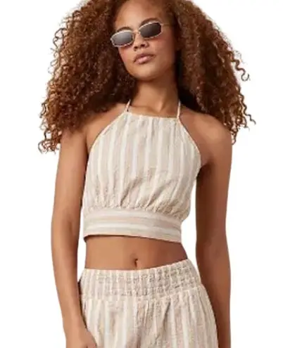 American Eagle  Cropped Tie Back Halter Top Adjustable Spaghetti Straps Stripe M - Image 1