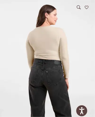 NUUDS | LARGE LONG SLEEVE CREWNECK BODYSUIT IN STONE