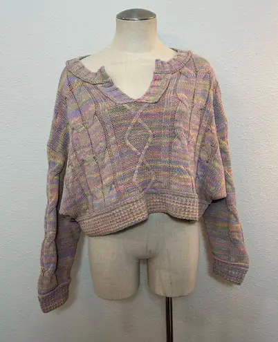 Urban Outfitters UO Multicolor Crop Oversized Knit Sweater