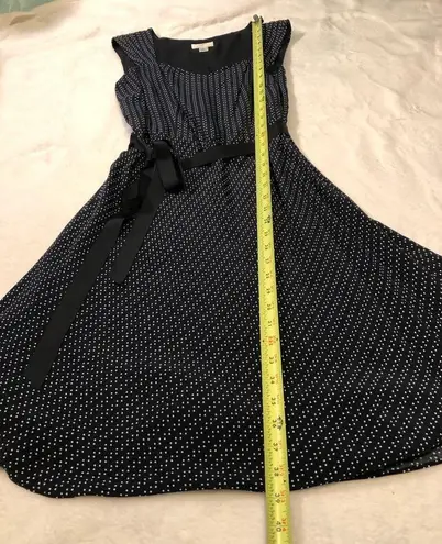 Loft  polka dot midi dress, sleeveless, with belt, women size 4