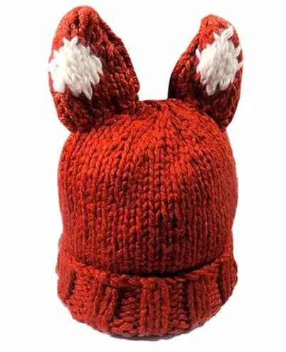Orange Knit Fox Ears Animal Beanie Hat Cap New