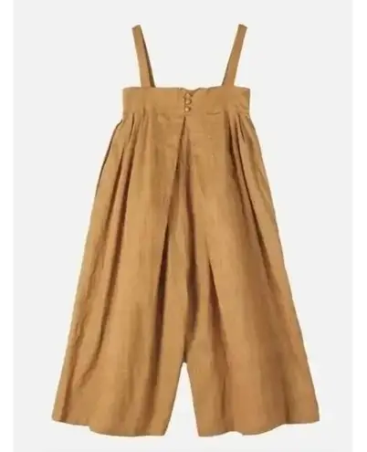 NEW Linen Relaxed Fit Cotton Sleeveless Loose Jumpsuit Adjustable Strap L Orange Size L