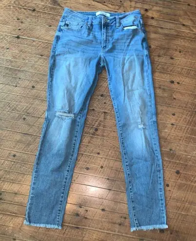 Kancan distressed raw hem straight leg 28 normcore ankle jeans Blue Size 29
