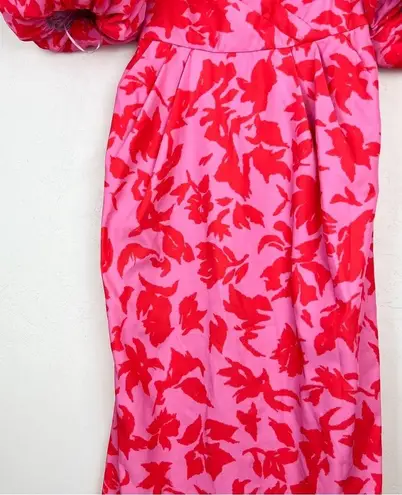 Amur Micaela Sweetheart Printed Midi Dress in Plumeria Pink Abstract Floral