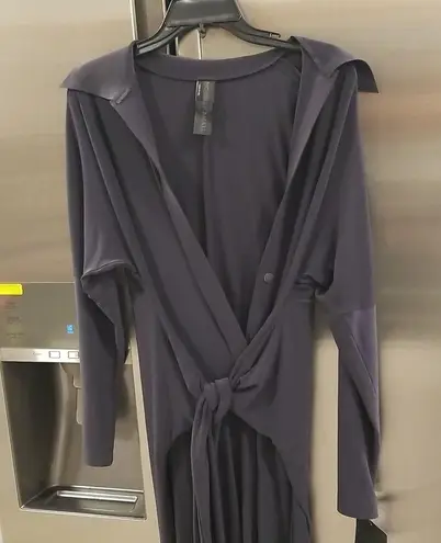 Norma Kamali ππ Ty Front NK Shirt Cropped Straight Leg Jumpsuit ~ Pewter XS NWT