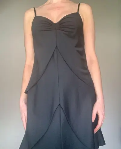 Vintage | 1970’s Leslie J Tulip Drape Disco Dress Black Size Medium