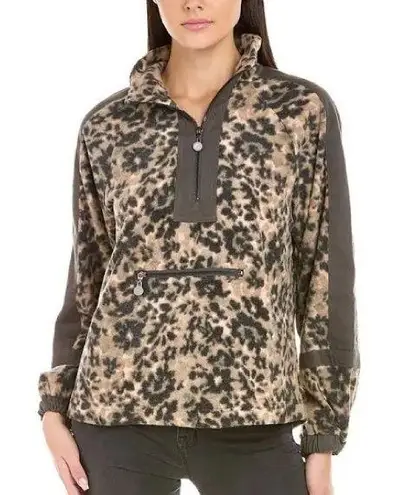 Johnny Was Calme Jacket Coat Half Zip Fleece Pullover Sweater Animal Print NWT M