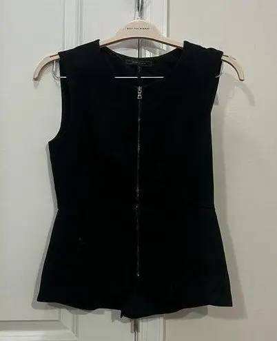 BCBGMAXAZRIA  Black Zip Up Peplum Top Size Medium