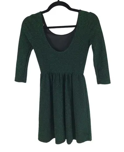 Alice Moon by Mooncollection Dress A Line Mini Low Back Metallic Green Black S