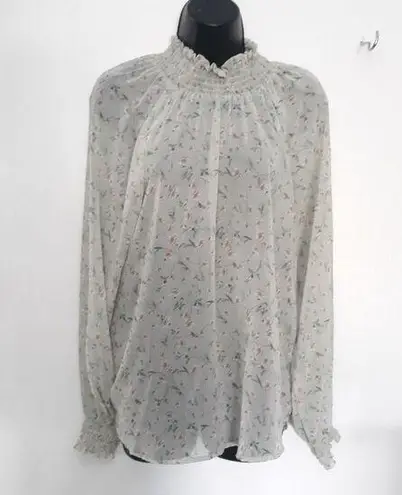 potter's pot sheer green floral blouse