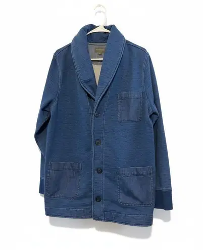 LL Bean Signature Womens Shawl Collar Cardigan Sweater Jacket Slim Fit Blue L Size L