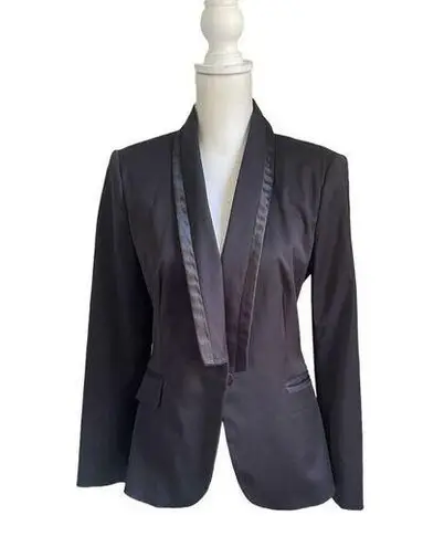 ZARA  Basic Basic Satin Lapel Long Sleeve Blazer Jacket Black Size L