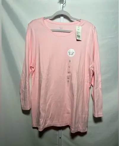 kim rogers Perfectly Soft 100% Cotton Pink Long Sleeve Top