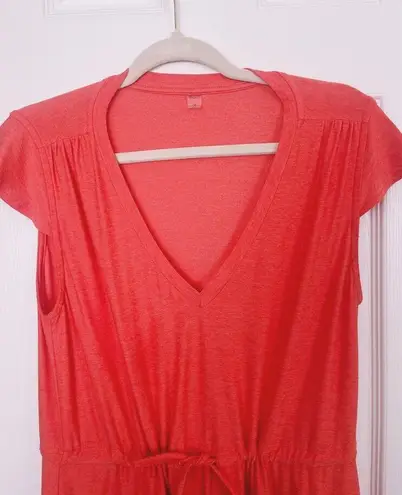 Beyond Yoga  Featherweight  Mini Dress Ruffle Cinch Waist Coral Pink Size Medium