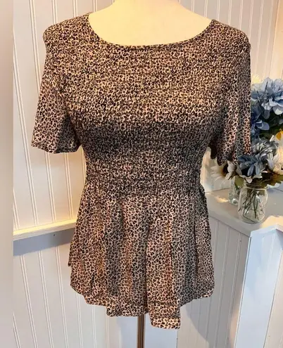 Urban Romantics Pink & Black Animal Print Babydoll Top- Size Small