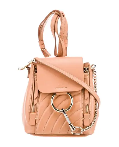 Chloé Chloe Calfskin Leather Quilted Tan Mini Faye Backpack