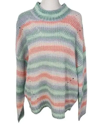 Hooked Up Pastel Stripe Sweater NWT Size XL Pink Purple Green Pastel Sweater